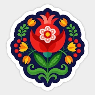 Scandinavian rosemaling folk art flower ornament Sticker